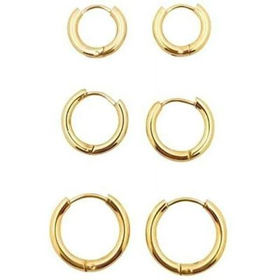Đơn giản là vàng hồng 8mm Hinged Huggie Hoop nhỏ Bàn tai thép không gỉ cho tốt nghiệp