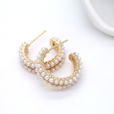 Phụ nữ phụ kiện 925 Sterling bạc Hoop bông tai với mẹ của Pearl Clear CZ