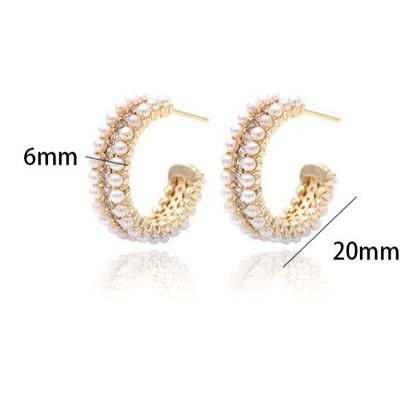 Phụ nữ phụ kiện 925 Sterling bạc Hoop bông tai với mẹ của Pearl Clear CZ