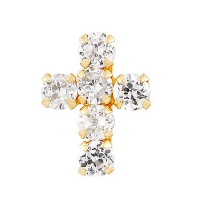 925 Sterling Silver White Cubic Zirconia Cross Button Stud Bàn tai bằng vàng 18K