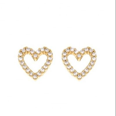 Đồng / đồng / 925 Sterling Silver Heart Stud Bàn tai với Full Pave CZ Heart kích thước 8mm