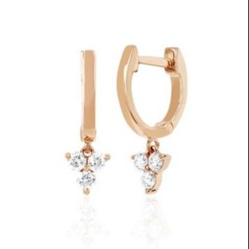 14K Gold Blossom Mini Huggie Diamond Trio Drop Bàn tai bạc đồ trang sức vật liệu chính