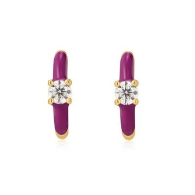 Neon Turquoise Enamel Micro Pave CZ Candy Màu sắc Cô gái Phụ nữ Bàn tai thân thiện với môi trường Có