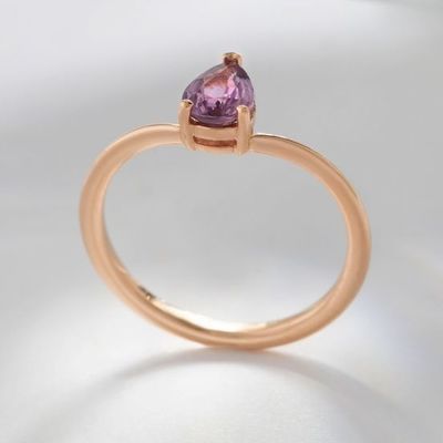 Vàng hồng 925 Sterling Silver Pear Cut Purple Sapphire Curved Stackable Ring