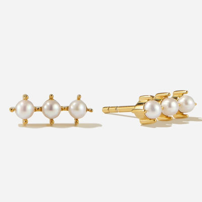 18K vàng bọc ngọc trai Stud tai bạc Sterling với logo tùy chỉnh