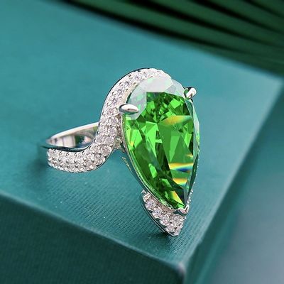 Vòng nhẫn kim cương cao cấp CZ Real 925 Sterling bạc đồ trang sức thủ công cho phụ nữ