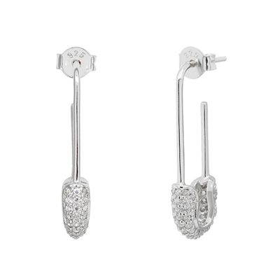 Phụ nữ Hoop Bắt tai bằng bạc 925 với Clear CZ Kim cương vàng vàng vàng Brazil đồ trang sức