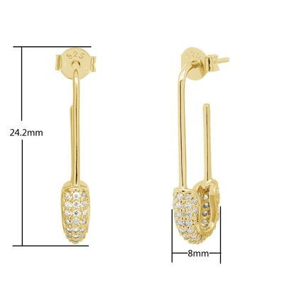 Phụ nữ Hoop Bắt tai bằng bạc 925 với Clear CZ Kim cương vàng vàng vàng Brazil đồ trang sức