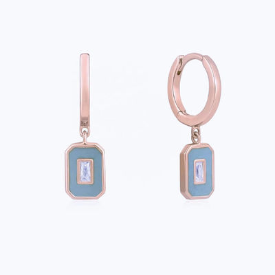 Baguette CZ Nhạc nhôm Hoop tai 925 bạc 18K vàng bọc đồ trang sức thủ công cho phụ nữ