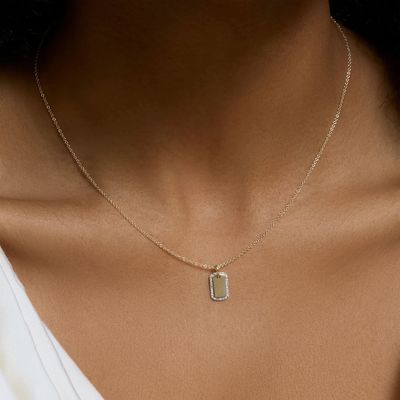 925 Sterling Silver Gold Rhodium Plated Zircon khắc vòng cổ
