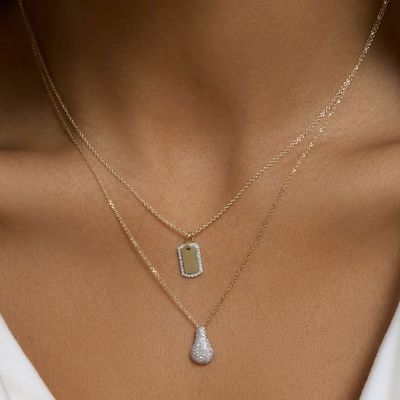 925 Sterling Silver Gold Rhodium Plated Zircon khắc vòng cổ