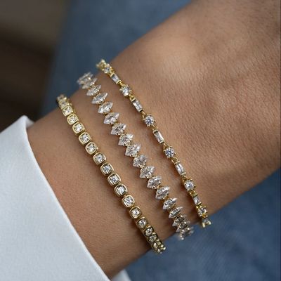 3mm Zirconia quần vợt vòng đeo tay 925 bạc 14K vàng bọc đồ trang sức Unisex