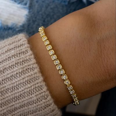 3mm Zirconia quần vợt vòng đeo tay 925 bạc 14K vàng bọc đồ trang sức Unisex