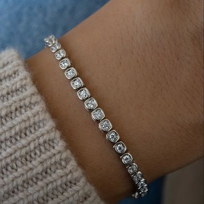 3mm Zirconia quần vợt vòng đeo tay 925 bạc 14K vàng bọc đồ trang sức Unisex