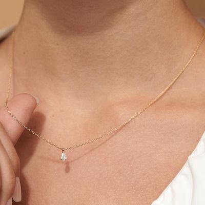 Vòng cổ mặt dây chuyền bạc 925 hình quả lê đính đá Zircon cho nữ