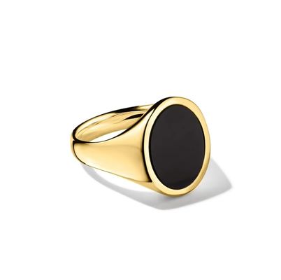 Nhẫn nam ngọc bích đen mạ vàng 18K trên bạc 925