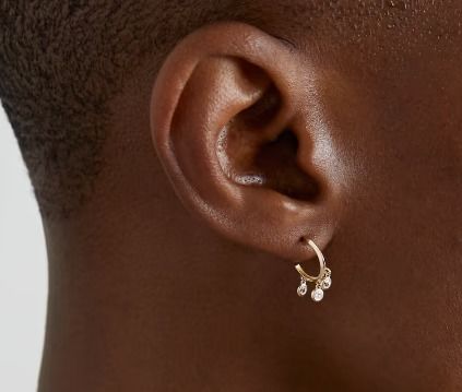 14K vàng bọc đồng Hoop Bàn tai với Zircon Bezel thiết lập