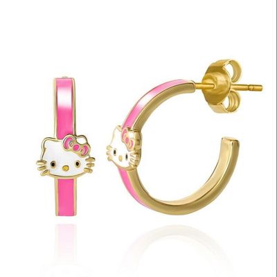 Bông tai vòng mèo bạc 925 mạ vàng 18K cho trẻ em