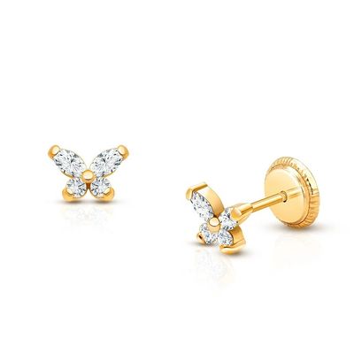 925 Sterling Silver 18K Gold Plated Butterfly Stud Nghe tai 1,5g