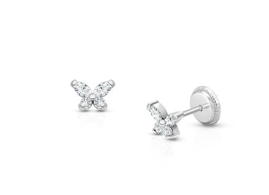 925 Sterling Silver 18K Gold Plated Butterfly Stud Nghe tai 1,5g