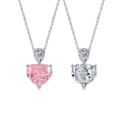 S925 Đeo cổ bạc Sterling cho phụ nữ Trái tim màu hồng Bạch giọt Pear CZ Đeo dây chuyền xương sống