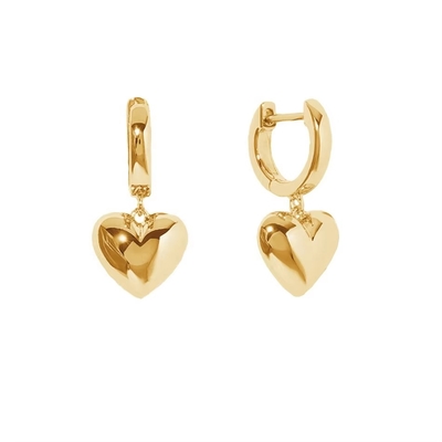 18K vàng bọc nước mắt rỗng Stud trái tim Dangle bông tai cho dịp quà tặng