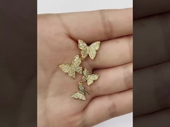 925 Sterling Silver White Gold Plated Micron Pave 4 Butterflies Charm Pendant Đối với phụ nữ