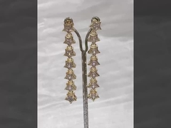 Brazil nước giọt cubic Zircon Long Dangle Băng tai trong 18K vàng bọc vòng xoáy