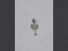925 Sterling bạc nữ thắt tai rơi với thiết kế cây cọ và Zircon trắng CZ kim cương